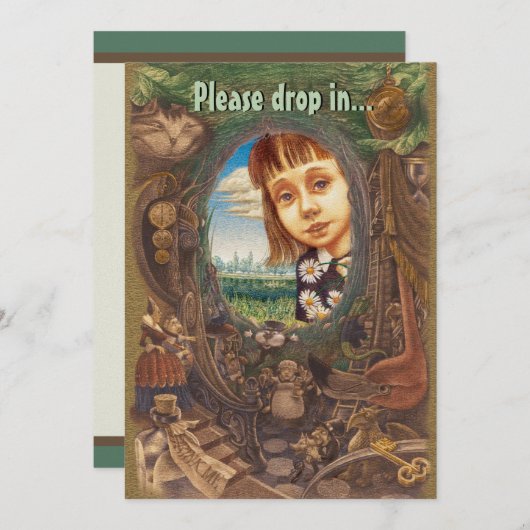 Onderaan de konijnenhol-uitnodiging (Voorkant / Achterkant)