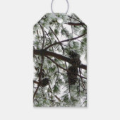 Onderaan de sneeuwbedekte pijnboom Winter Foto Cadeaulabel (Voorkant)