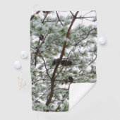Onderaan de sneeuwbedekte pijnboom Winter Foto Golfhanddoek (Insitu)