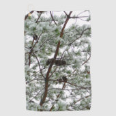 Onderaan de sneeuwbedekte pijnboom Winter Foto Golfhanddoek (Voorkant)