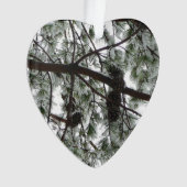 Onderaan de sneeuwbedekte pijnboom Winter Foto Ornament (voorkant)