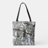 Onderaan de sneeuwbedekte pijnboom Winter Foto Tote Bag (Achterkant)