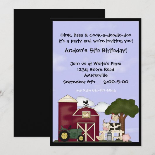 Onderaan de uitnodiging tot het Boerderij (Voorkant / Achterkant)