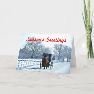 Onderaan een SneeuwSteeg in Land Amish Feestdagen Kaart
