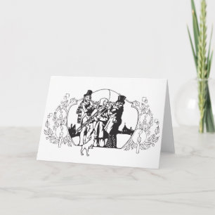 Onderaan en uit Dickensian Vakantie Buskers Feestdagen Kaart