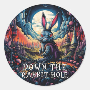 Onderaan het konijnengat Alice in Wonderland Ronde Sticker