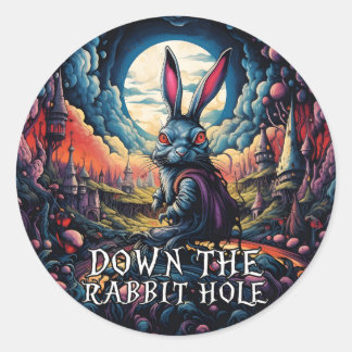 Onderaan het konijnengat Alice in Wonderland Ronde Sticker