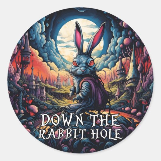 Onderaan het konijnengat Alice in Wonderland Ronde Sticker (Voorkant)
