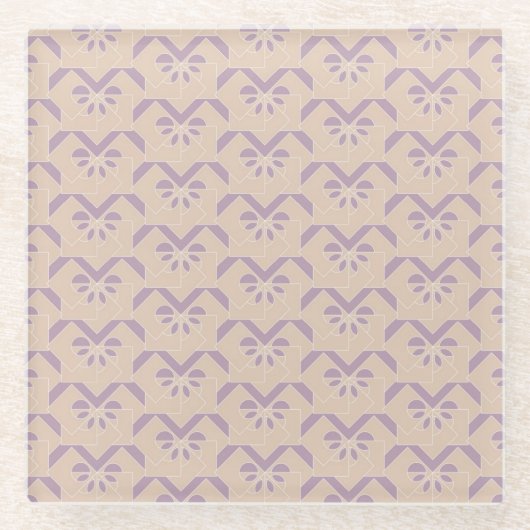 Onderaan het lavenderpatroon glazen onderzetter (Voorkant)