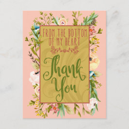 Onderaan mijn hart Floral Hartelijk dank Bedankkaart
