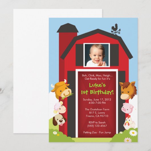 Onderaan op het Boerderij - uitnodiging van de Bir (Voorkant / Achterkant)