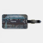 Onderaardse blauwvintonijn bagagelabel (Achterkant horizontaal)