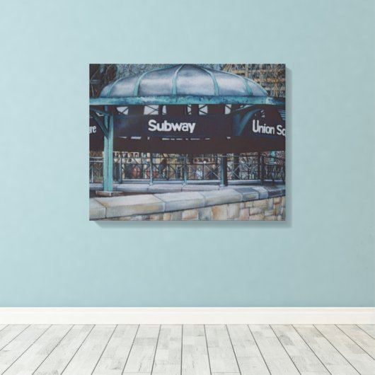 Onderaardse blauwvintonijn canvas afdruk (Insitu (Houten vloer))