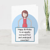 Onderbetaalde Coworker Verjaardag (vrouw) Kaart (Voorkant)
