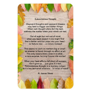 "Onderbewust denken" gedicht op 4"x6" flex. magnee Magneet