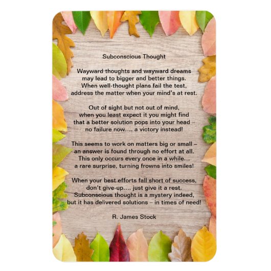 "Onderbewust denken" gedicht op 4"x6" flex. magnet Magneet (Verticaal)