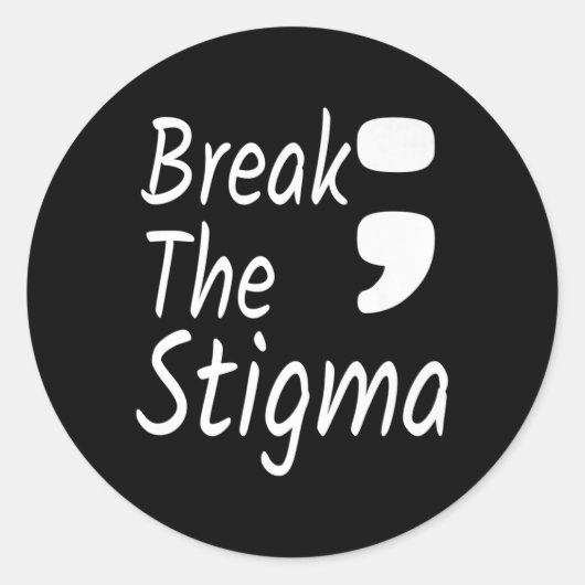 Onderbreek het Stigma Semicolon Suicide Prevention Ronde Sticker (Voorkant)