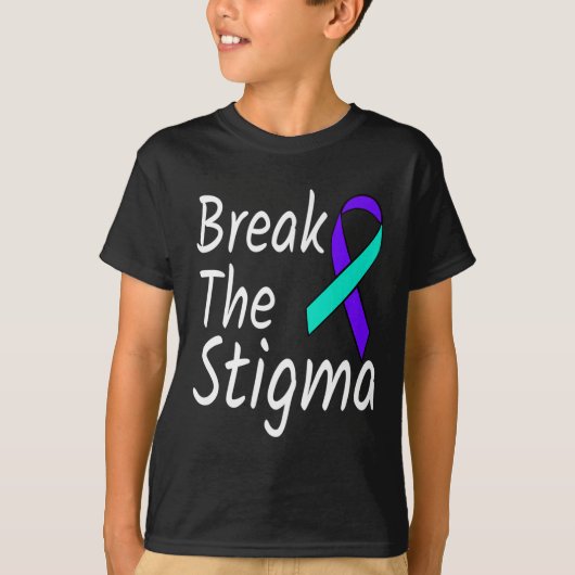 Onderbreek Stigma Suicide Prevention Ribbon Awaren T-shirt (Voorkant)