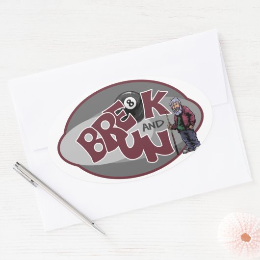 Onderbreken en rennen ovale sticker (Envelop)