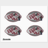 Onderbreken en rennen ovale sticker (Vel)