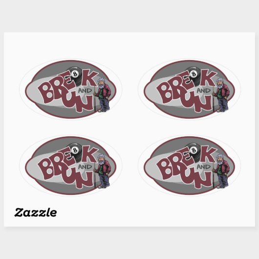 Onderbreken en rennen ovale sticker (Vel)