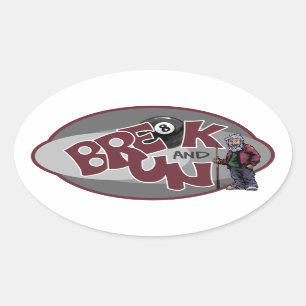 Onderbreken en rennen ovale sticker