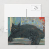Onderbroken nap, zwart kattendrukkend schilderij briefkaart (Voorkant / Achterkant)