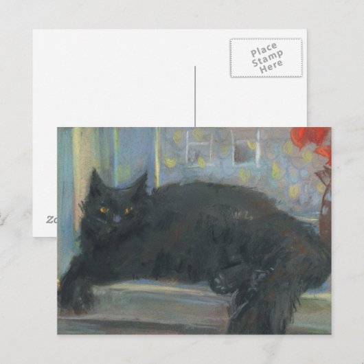 Onderbroken nap, zwart kattendrukkend schilderij briefkaart (Voorkant / Achterkant)