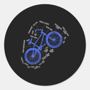 Onderdelen Mountainbike Diagram Technische Fietser Ronde Sticker