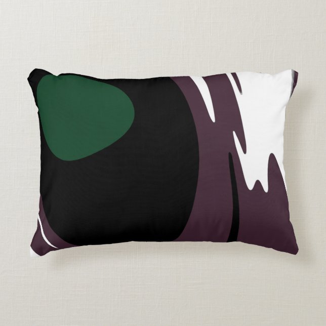 Onderdompeling: Abstract Zwart, Wit, Paarse & Groe Accent Kussen (Voorkant)