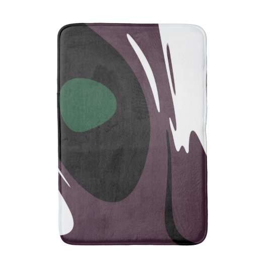 Onderdompeling: Abstract Zwart, Wit, Paarse & Groe Badmat (Voorkant Verticaal)