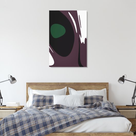 Onderdompeling: Abstract Zwart, Wit, Paarse & Groe Canvas Afdruk (Insitu (Slaapkamer))