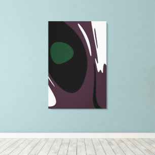 Onderdompeling: Abstract Zwart, Wit, Paarse & Groe Canvas Afdruk