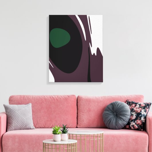 Onderdompeling: Abstract Zwart, Wit, Paarse & Groe Canvas Afdruk (Insitu (Woonkamer))