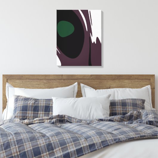 Onderdompeling: Abstract Zwart, Wit, Paarse & Groe Canvas Afdruk (Insitu (Slaapkamer))