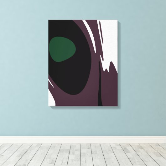 Onderdompeling: Abstract Zwart, Wit, Paarse & Groe Canvas Afdruk (Insitu (Houten vloer))