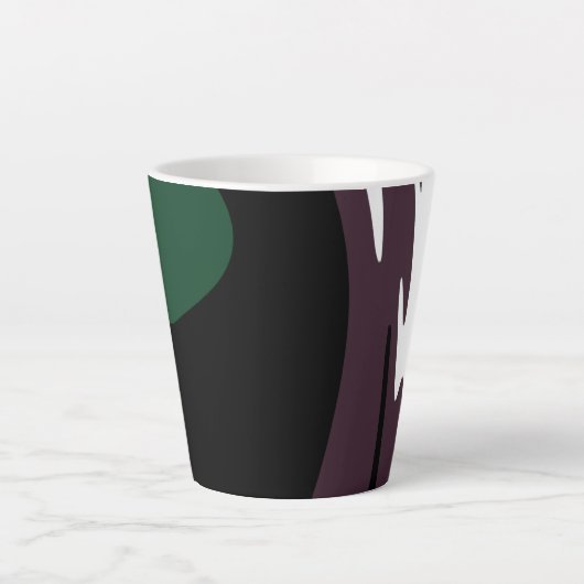 Onderdompeling: Abstract Zwart, Wit, Paarse & Groe Latte Mok (Voorkant)