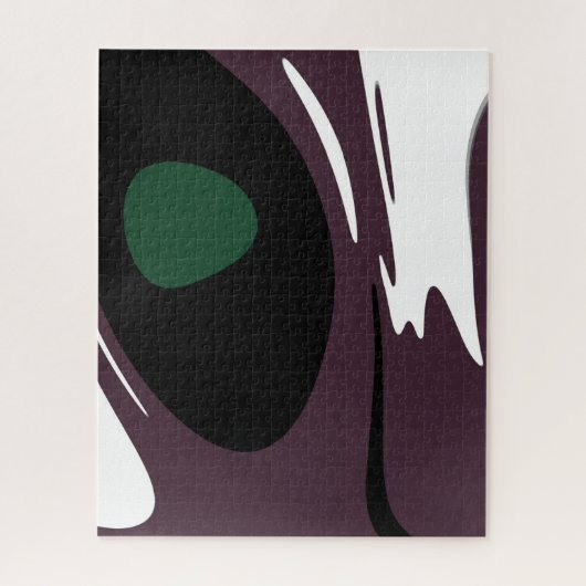 Onderdompeling: Abstract Zwart, Wit, Paarse & Groe Legpuzzel (Verticaal)