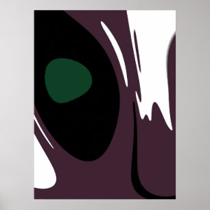 Onderdompeling: Abstract Zwart, Wit, Paarse & Groe Poster