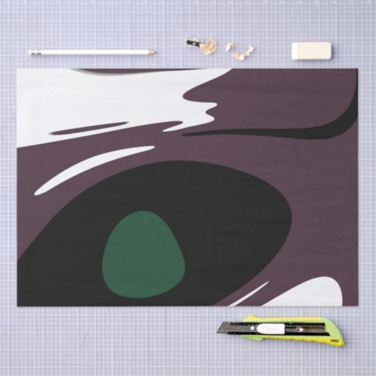 Onderdompeling: Abstract Zwart, Wit, Paarse & Groe Tissuepapier (Craft)