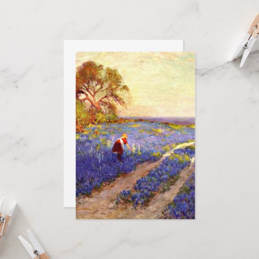 Onderdonk - Bluebonnet scene met Girll Kaart (Voorkant / Achterkant in situ)