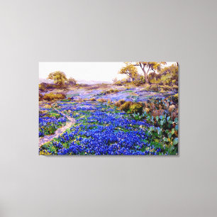 Onderdonk - Bluebonnets bij Twilight Canvas Afdruk