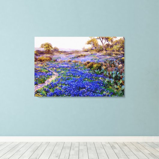 Onderdonk - Bluebonnets bij Twilight Canvas Afdruk (Insitu (Houten vloer))
