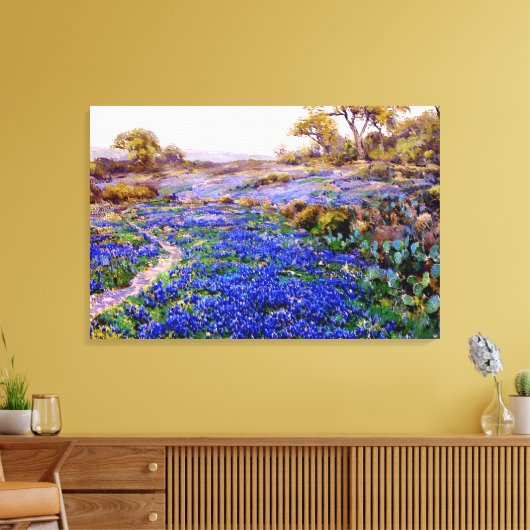 Onderdonk - Bluebonnets bij Twilight Canvas Afdruk (Insitu (Woonkamer))