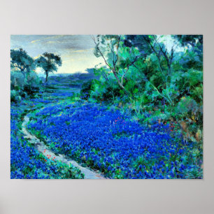 Onderdonk - Bluebonnets in de Misty Morning Poster