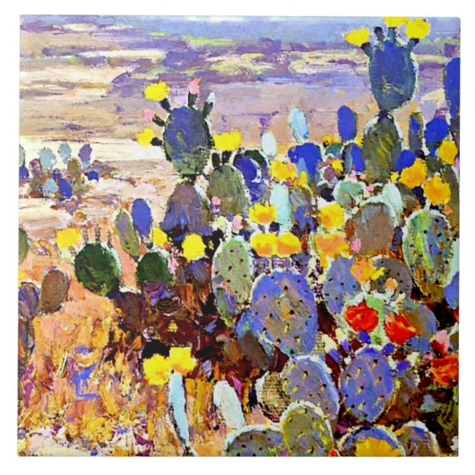 Onderdonk - Met Cacti, kunstschilderij Tegeltje (Voorkant)