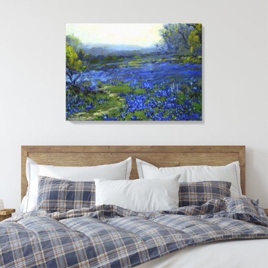 Onderdonk - Ochtend in de Bluebonnets Canvas Afdruk (Insitu (Slaapkamer))