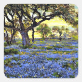Onderdonk - Oude levende eik en blauwe bellen Vierkante Sticker (Voorkant)
