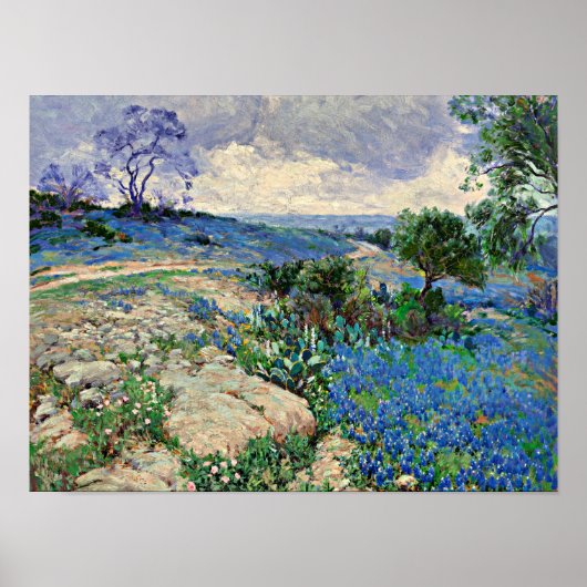Onderdonk - Texas Landscape met Bluebonnets Poster (Voorkant)