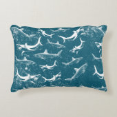 Onderdruk Blauw Shark Patroon Accent Kussen (Voorkant)
